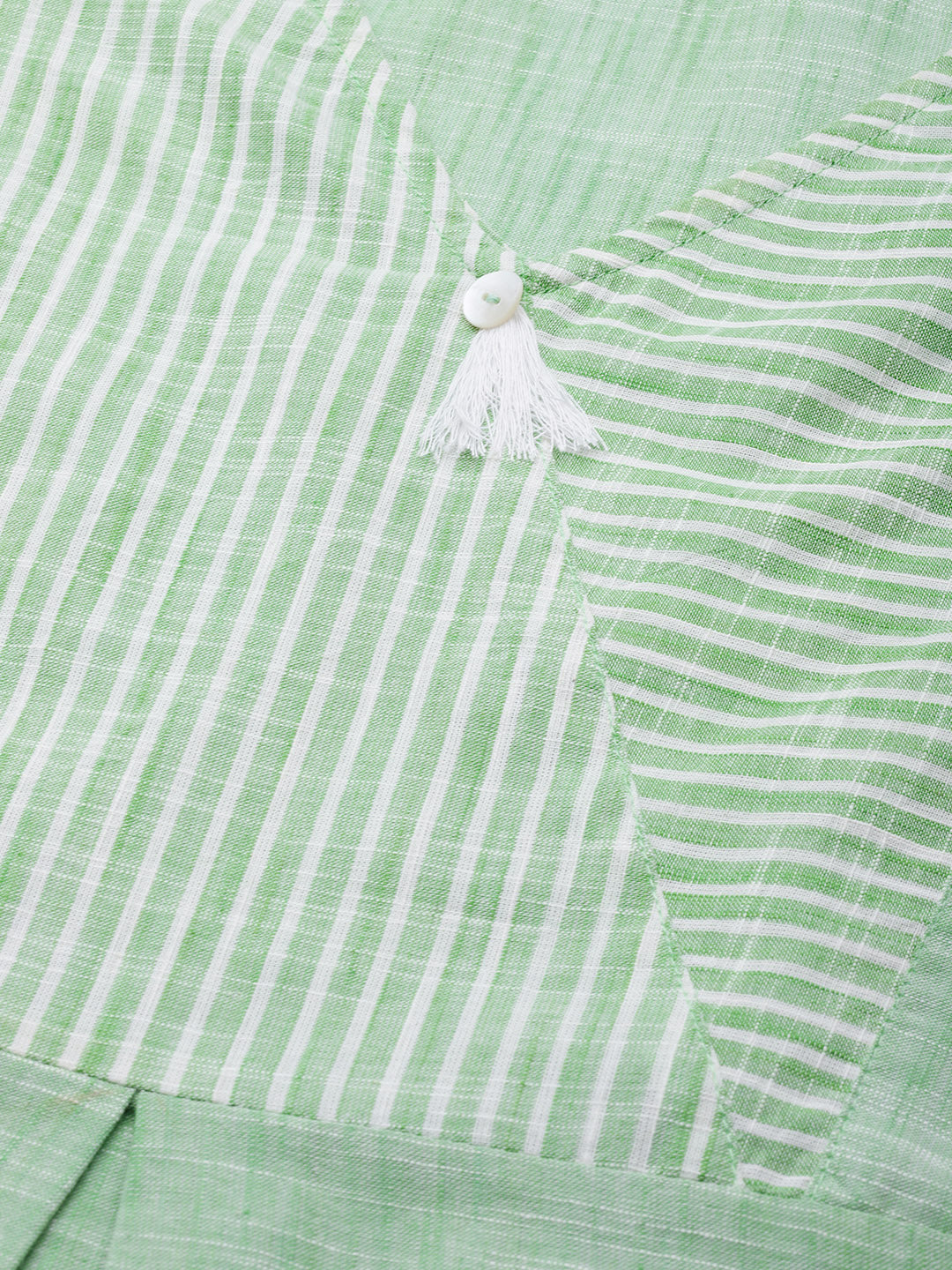 Jompers Women Green Pure Cotton Striped Pleated Kurta | Grocsy