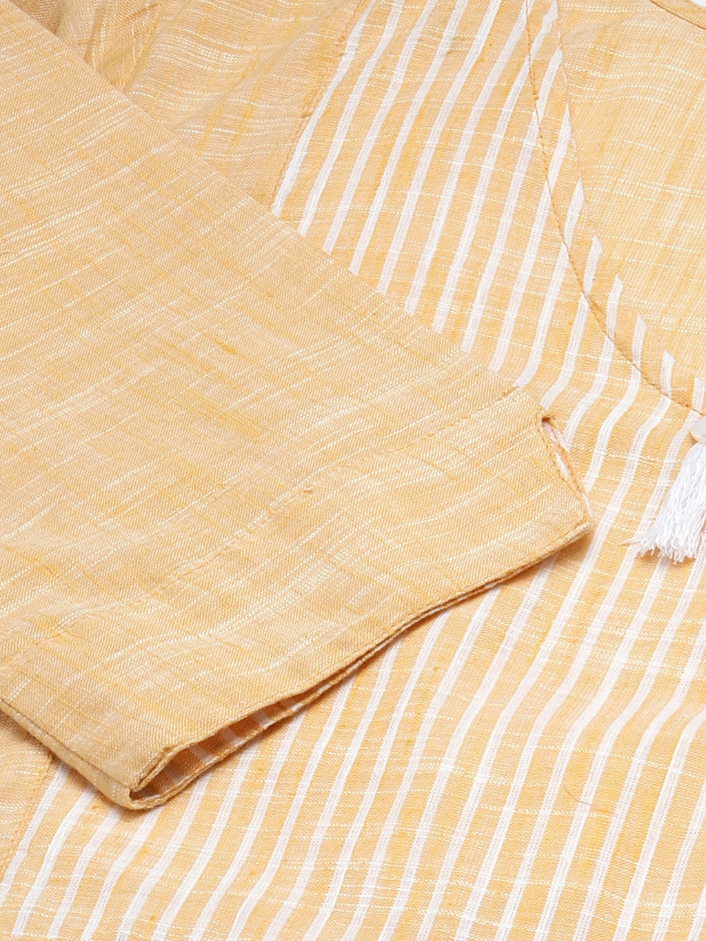 Jompers Women Yellow Pure Cotton Striped Pleated Kurta | Grocsy