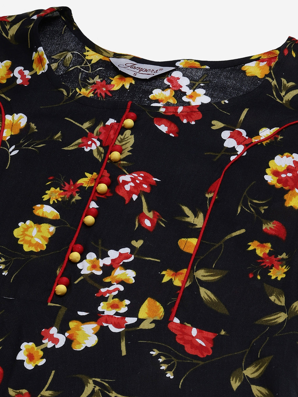 Jompers Women Black & Red Floral Printed Floral Anarkali Kurta | Grocsy