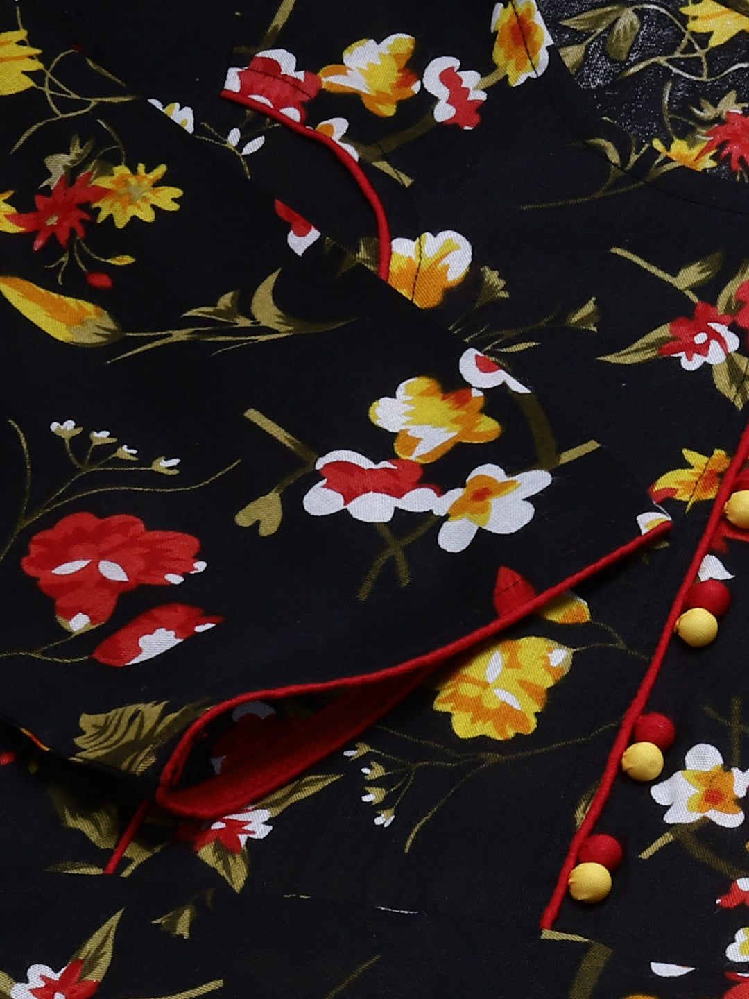 Jompers Women Black & Red Floral Printed Floral Anarkali Kurta | Grocsy