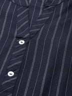 Jompers Women Navy Blue & White Striped Indigo Fusion Kurta | Grocsy