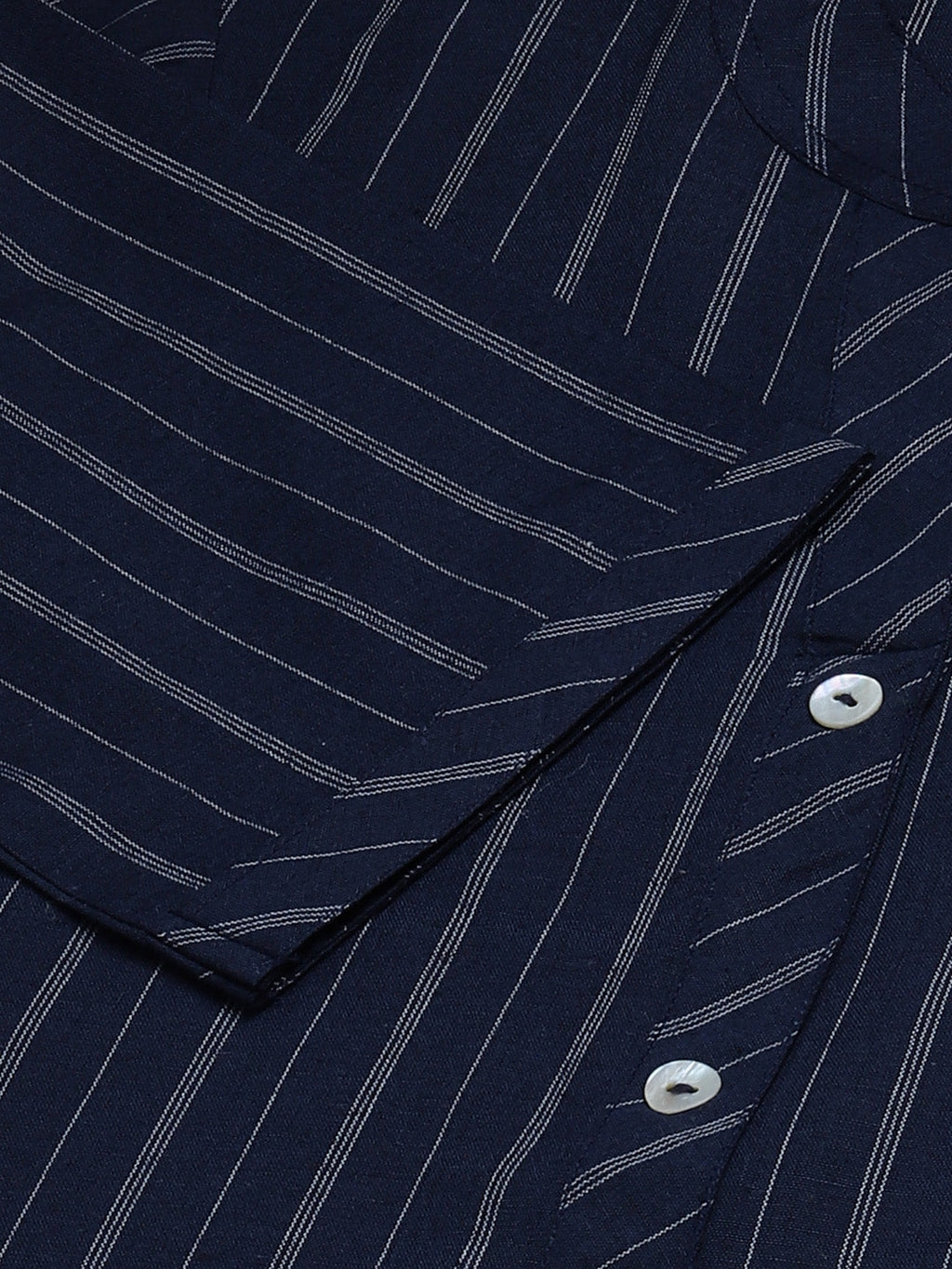 Jompers Women Navy Blue & White Striped Indigo Fusion Kurta | Grocsy