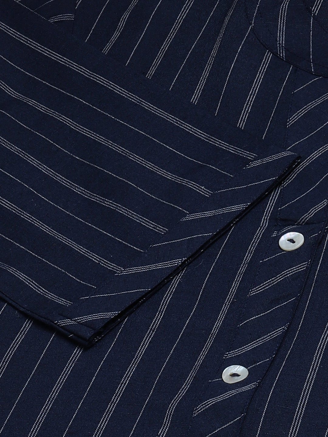 Jompers Women Navy Blue & White Striped Indigo Fusion Kurta | Grocsy