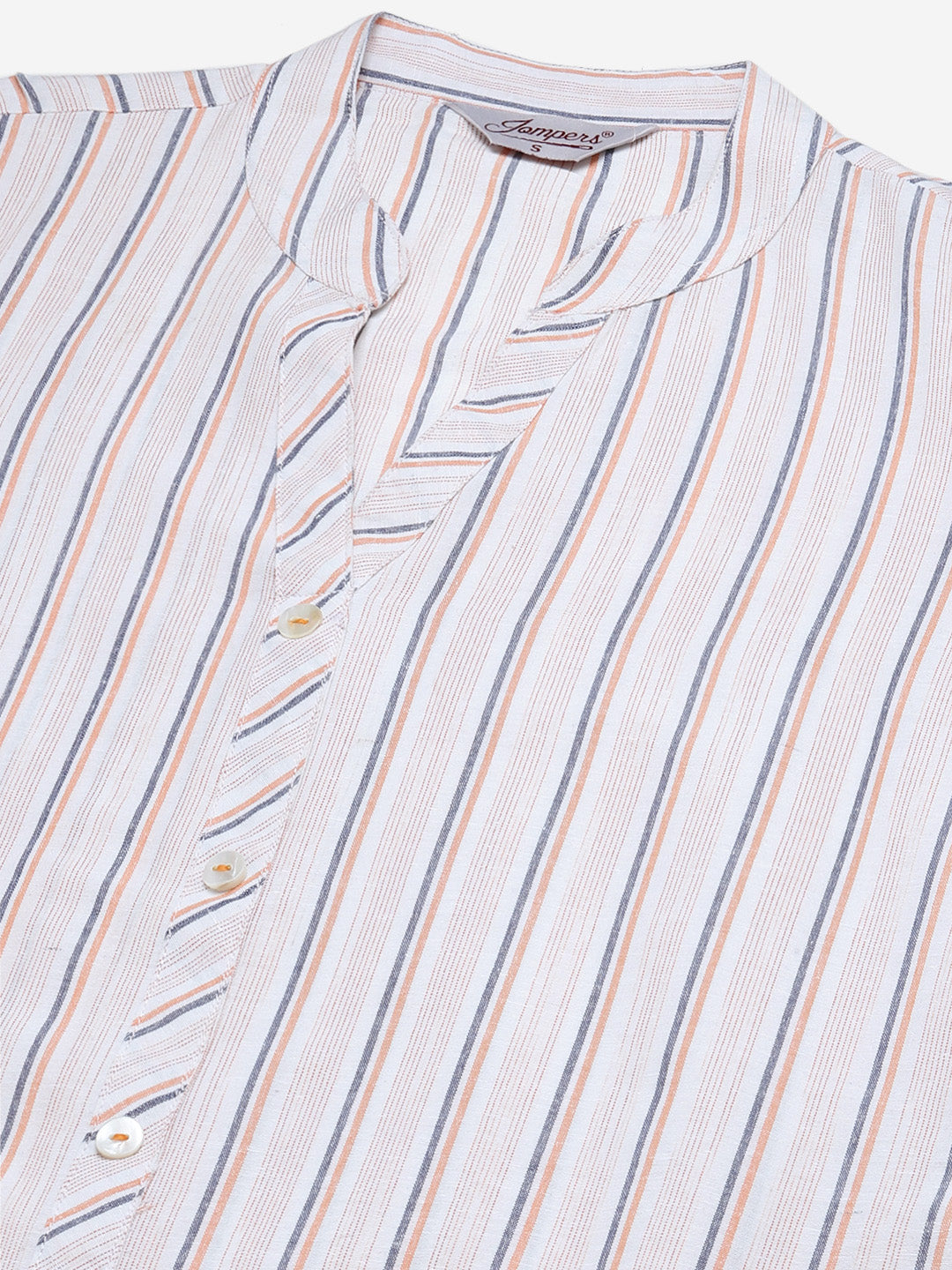 Jompers Women White & Orange Striped Indigo Fusion Kurta | Grocsy