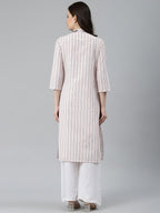 Jompers Women White & Orange Striped Indigo Fusion Kurta | Grocsy