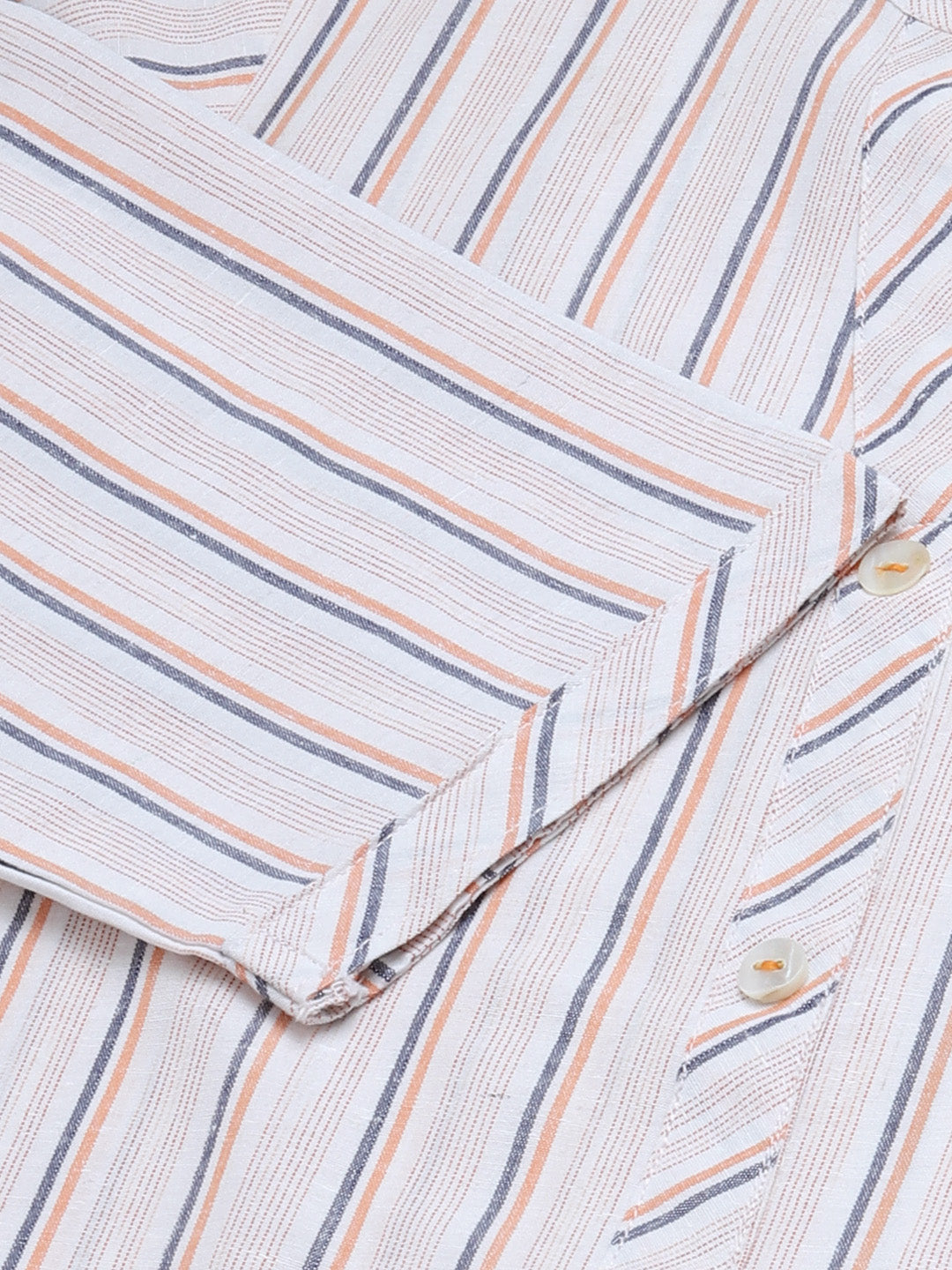 Jompers Women White & Orange Striped Indigo Fusion Kurta | Grocsy