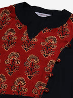 Jompers Women Black & Brown Printed Yoke Design Anarkali Kurta | Grocsy