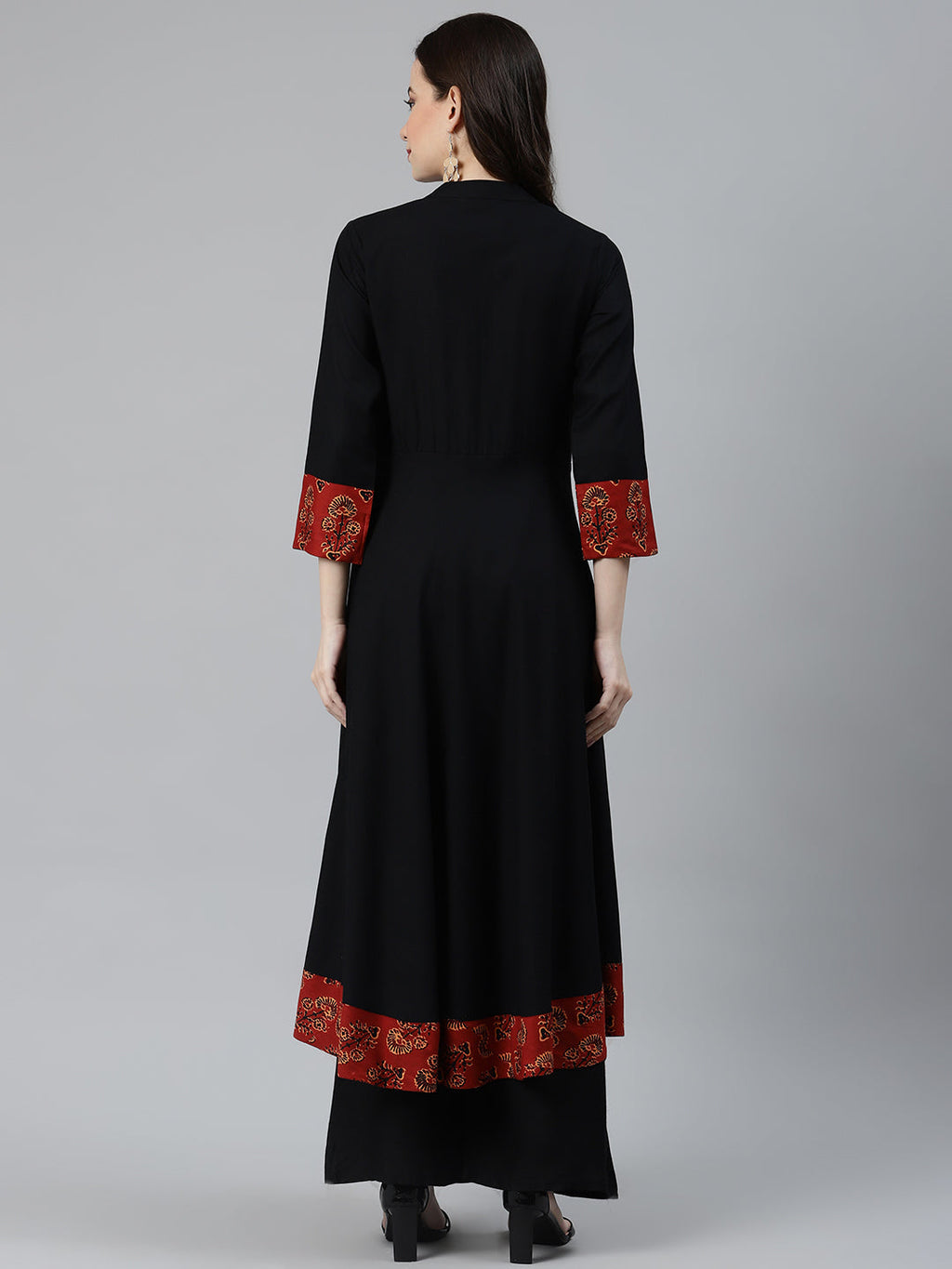 Jompers Women Black & Brown Printed Yoke Design Anarkali Kurta | Grocsy