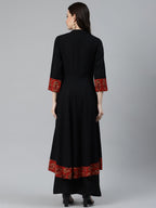 Jompers Women Black & Brown Printed Yoke Design Anarkali Kurta | Grocsy