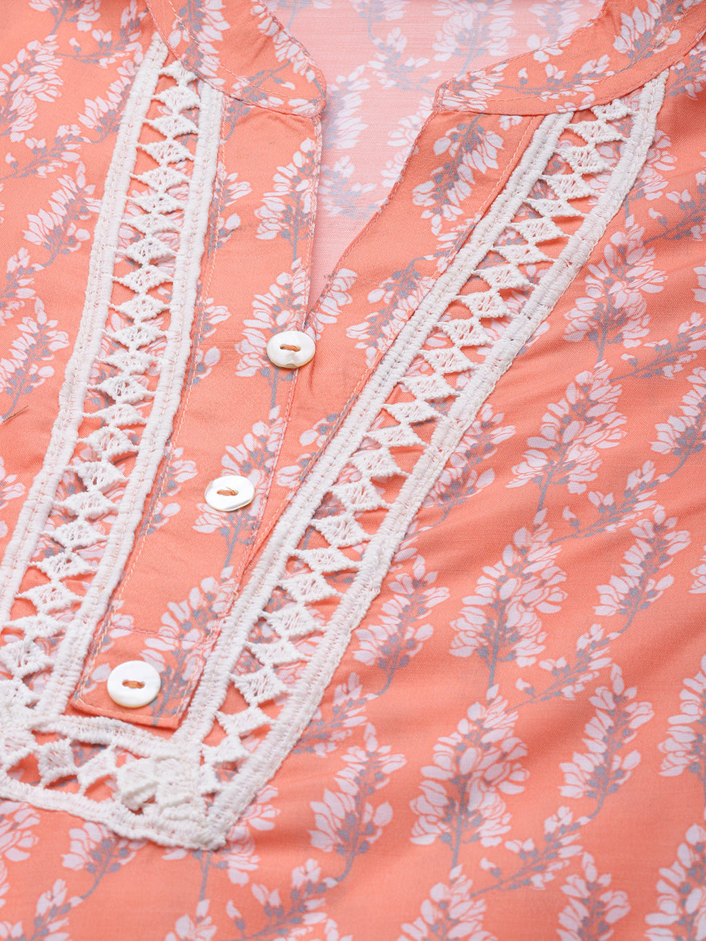 Jompers Women Orange & Off White Ethnic Motifs Printed Kurta | Grocsy