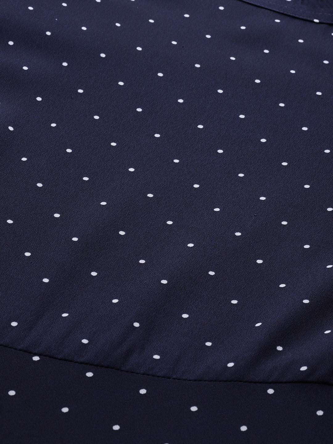 Jompers Women Navy Blue & White Polka Dots Print Bell Sleeves Anarkali Kurta | Grocsy