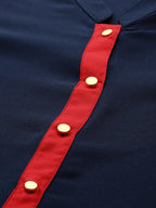 Jompers Women Navy Blue & Red Solid A-line Kurta | Grocsy