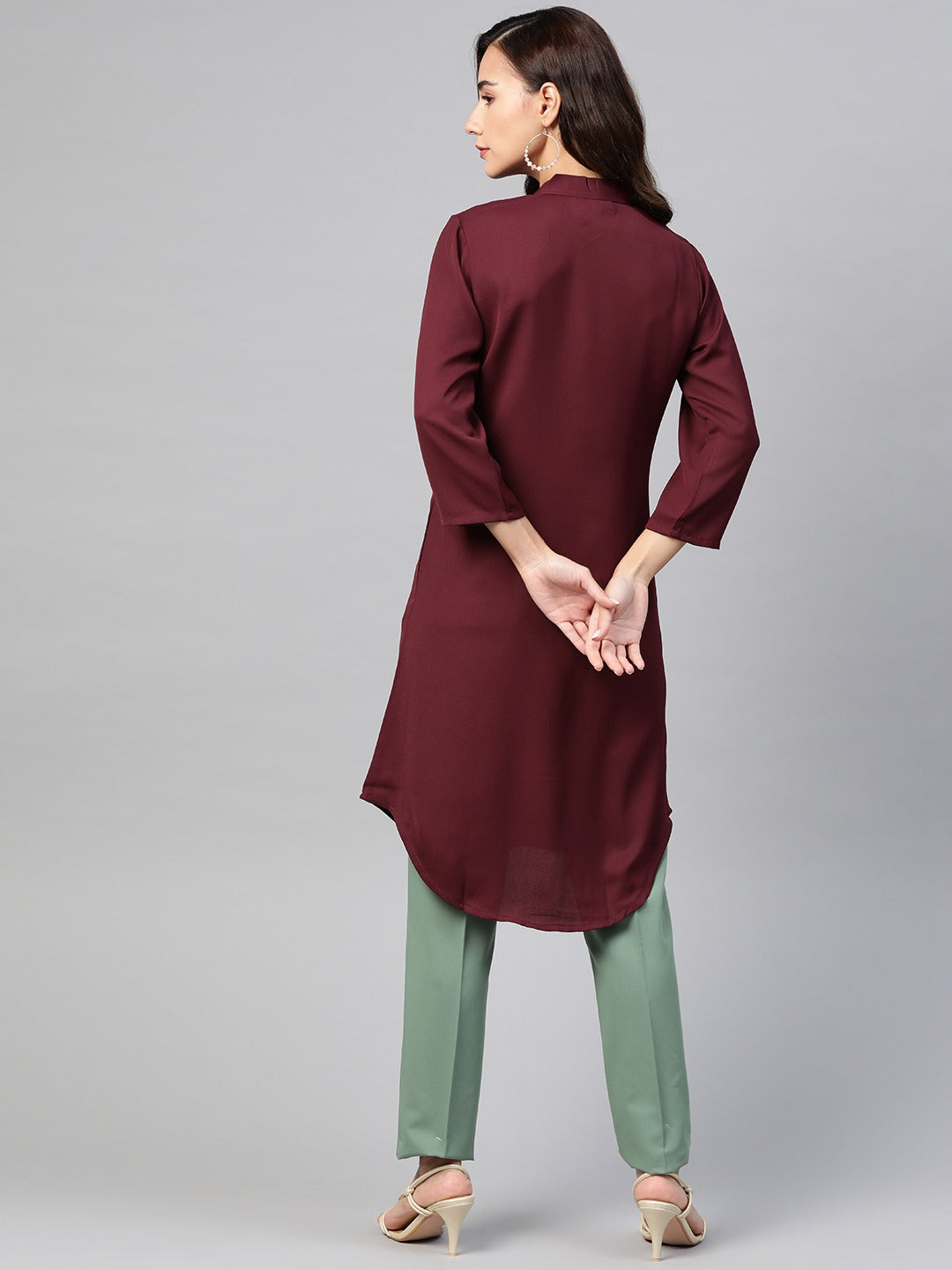 Jompers Women Purple & Green Solid A-line Kurta | Grocsy
