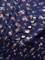 Jompers Women Navy Blue & Pink Floral Printed Floral Anarkali Kurta | Grocsy