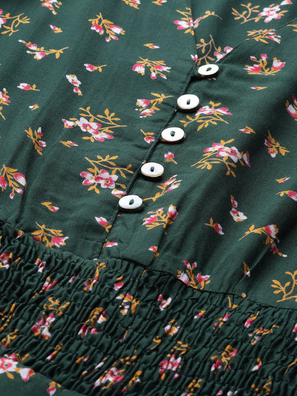 Jompers Women Green & Pink Floral Printed Floral Anarkali Kurta | Grocsy