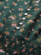 Jompers Women Green & Pink Floral Printed Floral Anarkali Kurta | Grocsy