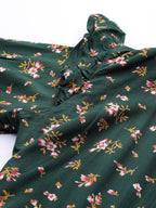 Jompers Women Green & Pink Floral Printed Floral Anarkali Kurta | Grocsy
