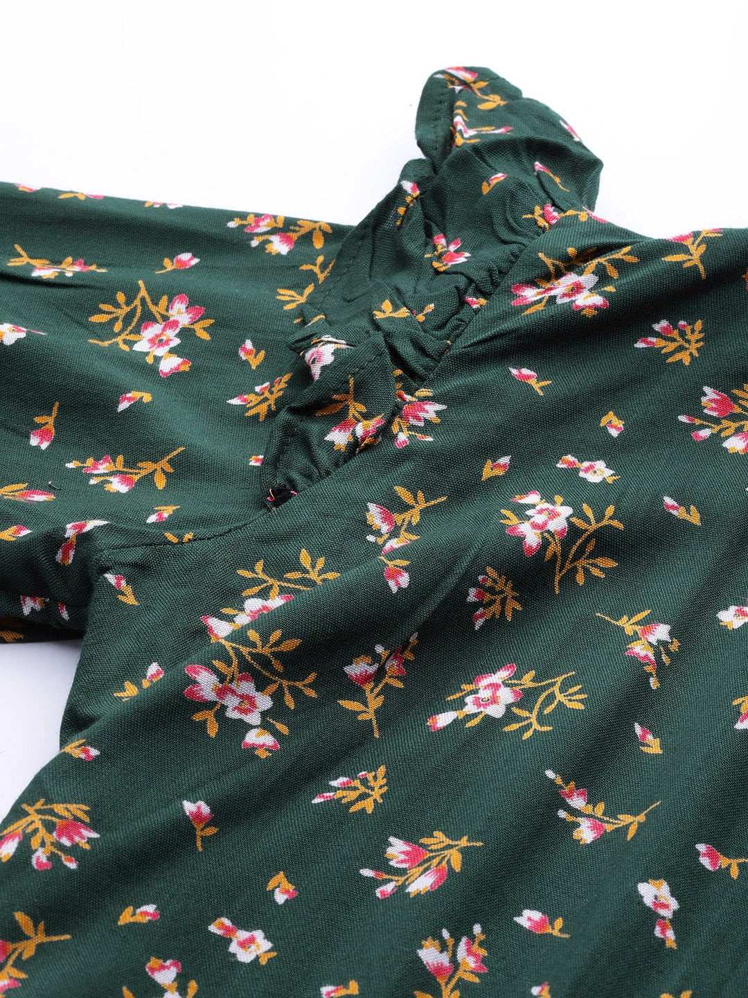Jompers Women Green & Pink Floral Printed Floral Anarkali Kurta | Grocsy