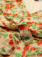 Jompers Women Beige, Orange & Green Floral Printed Georgette Kurta | Grocsy