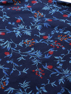 Jompers Women Navy Blue & Red Floral Printed Floral Straight Kurta | Grocsy