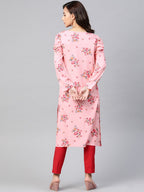 Jompers Women Pink & Red Floral Printed Kurta | Grocsy