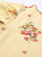 Jompers Women Yellow & Red Floral Printed Kurta | Grocsy