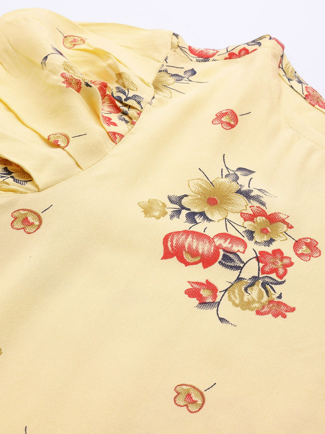 Jompers Women Yellow & Red Floral Printed Kurta | Grocsy