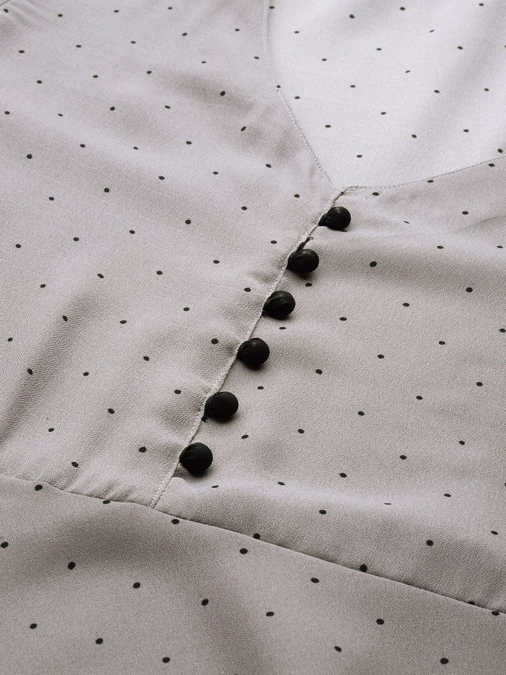 Jompers Women Grey & Black Polka Dots Printed Flaired Kurta | Grocsy