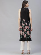 Jompers Women's Black Floral Printed Floral Kurta | Grocsy