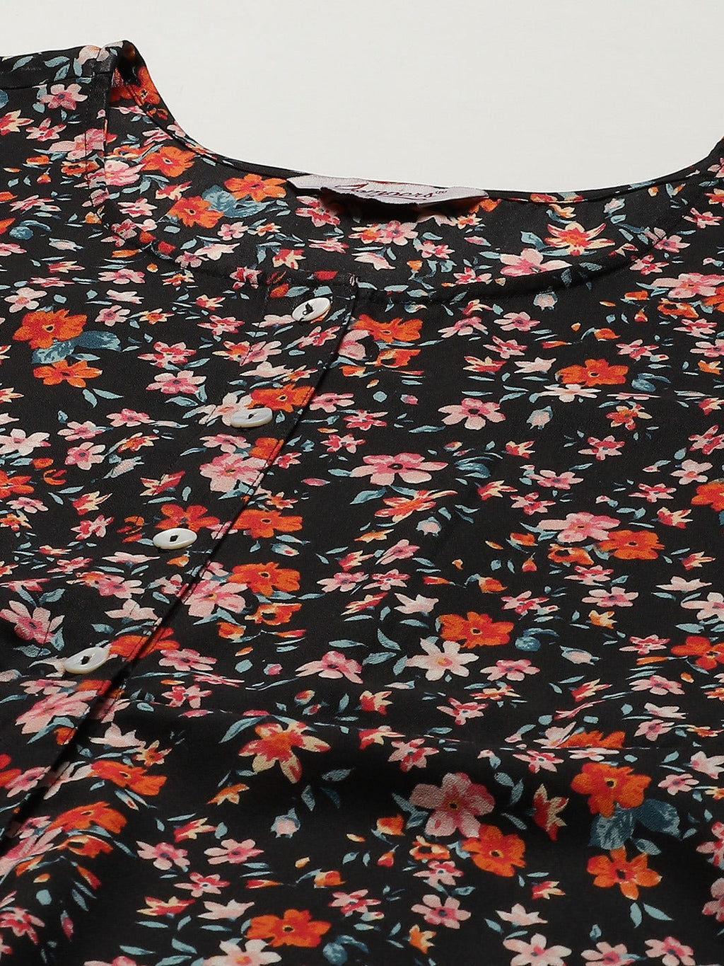 Jompers Women Black & Orange Floral Printed Floral Kurta (Black) | Grocsy