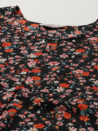 Jompers Women Black & Orange Floral Printed Floral Kurta (Black) | Grocsy