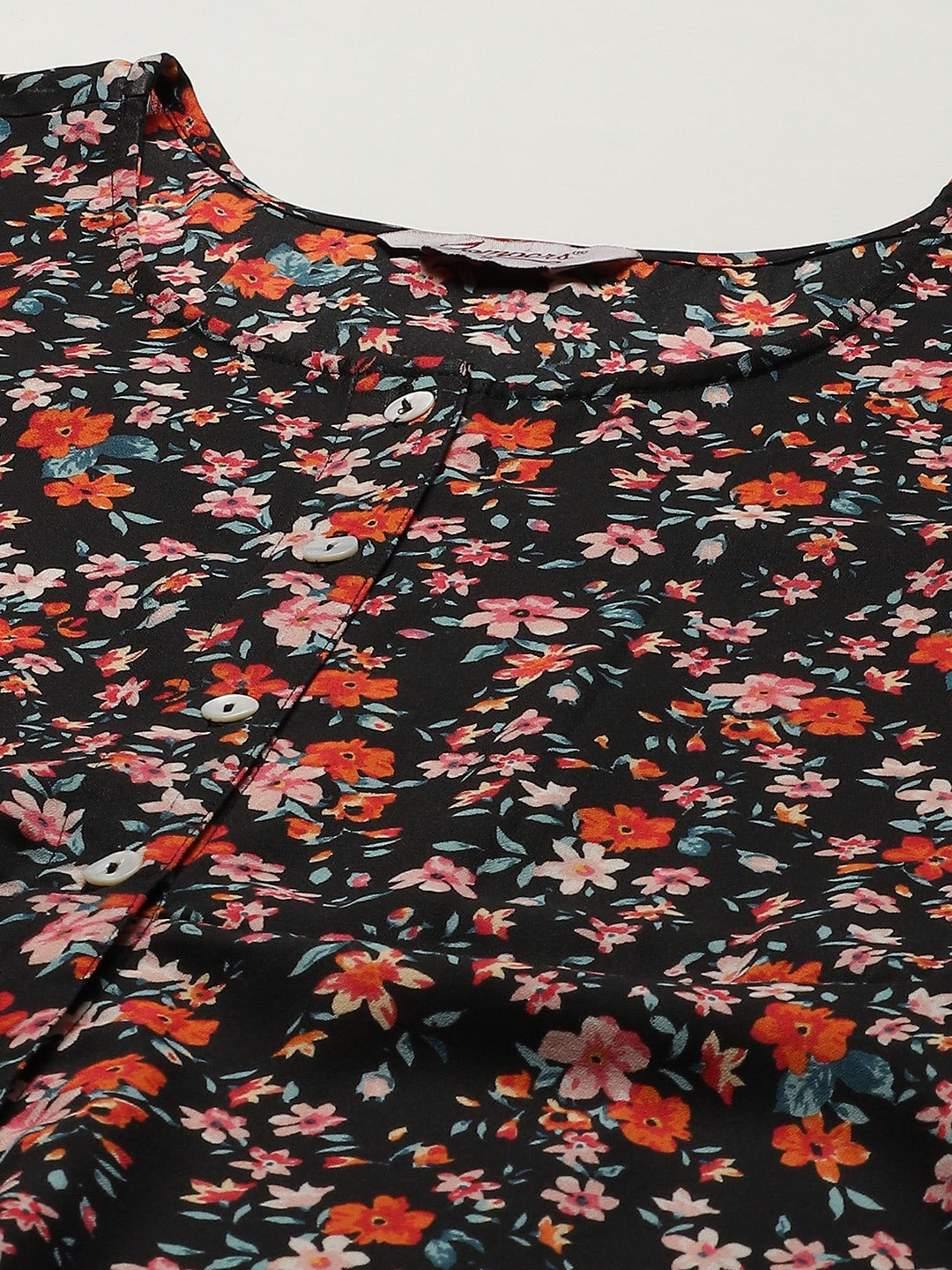 Jompers Women Black & Orange Floral Printed Floral Kurta (Black) | Grocsy