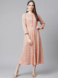Jompers Women Orange & Blue Floral Printed Floral Kurta | Grocsy