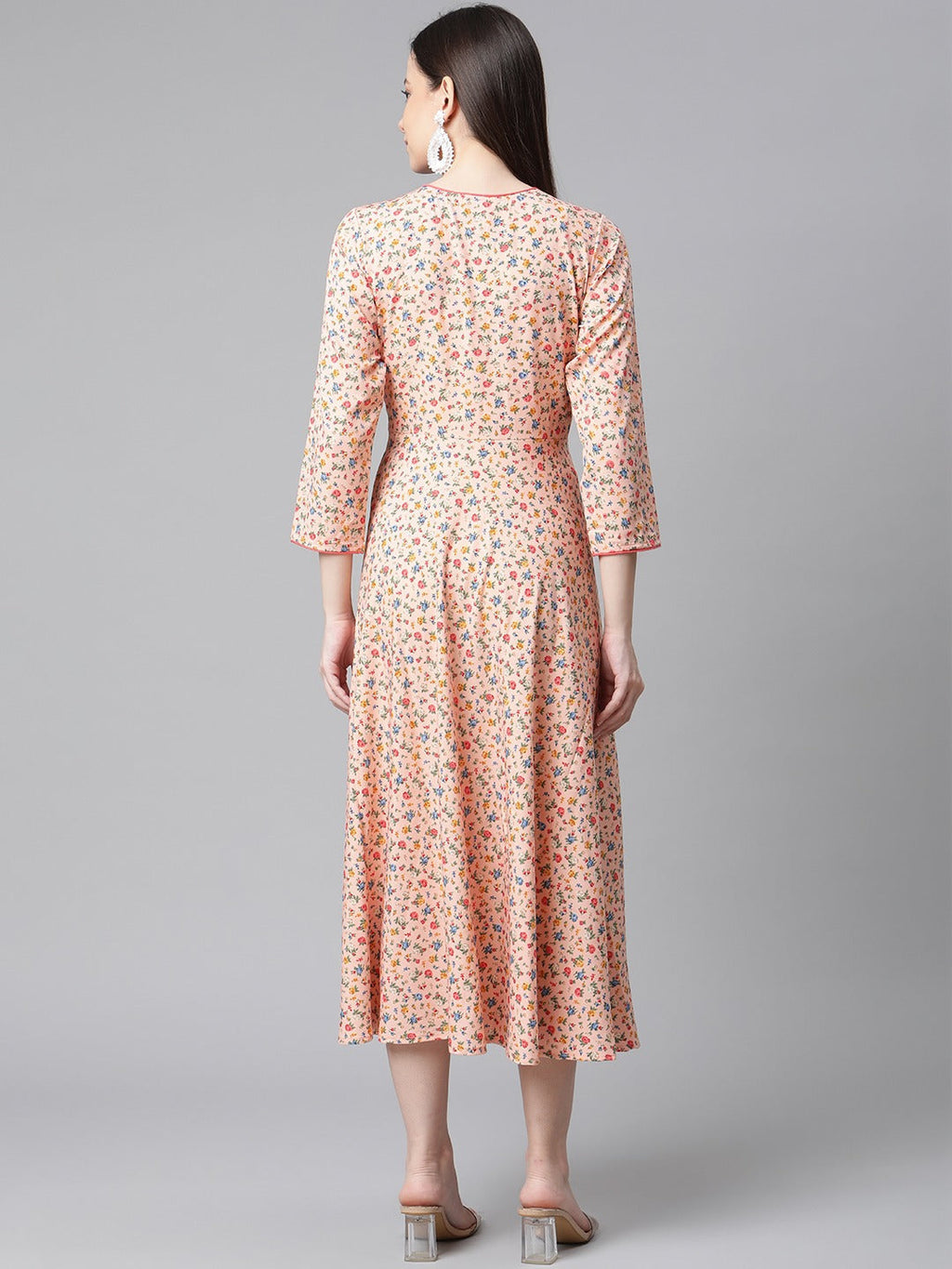 Jompers Women Orange & Blue Floral Printed Floral Kurta | Grocsy