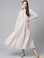 Jompers Women White & orange Floral Printed Floral Kurta | Grocsy