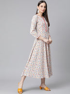 Jompers Women White & orange Floral Printed Floral Kurta | Grocsy