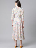 Jompers Women White & orange Floral Printed Floral Kurta | Grocsy