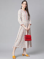 Jompers Women White & orange Floral Printed Floral Kurta | Grocsy