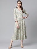 Jompers Women Green Floral printed A-Line kurta | Grocsy