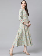 Jompers Women Green Floral printed A-Line kurta | Grocsy