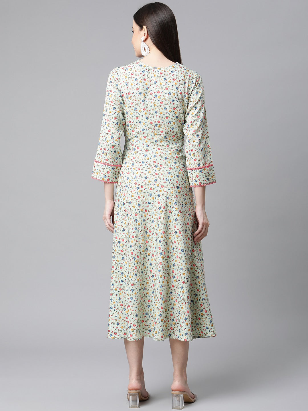 Jompers Women Green Floral printed A-Line kurta | Grocsy
