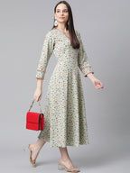 Jompers Women Green Floral printed A-Line kurta | Grocsy