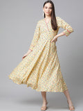 Jompers Women Yellow Floral printed A-Line kurta | Grocsy