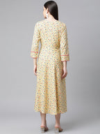 Jompers Women Yellow Floral printed A-Line kurta | Grocsy