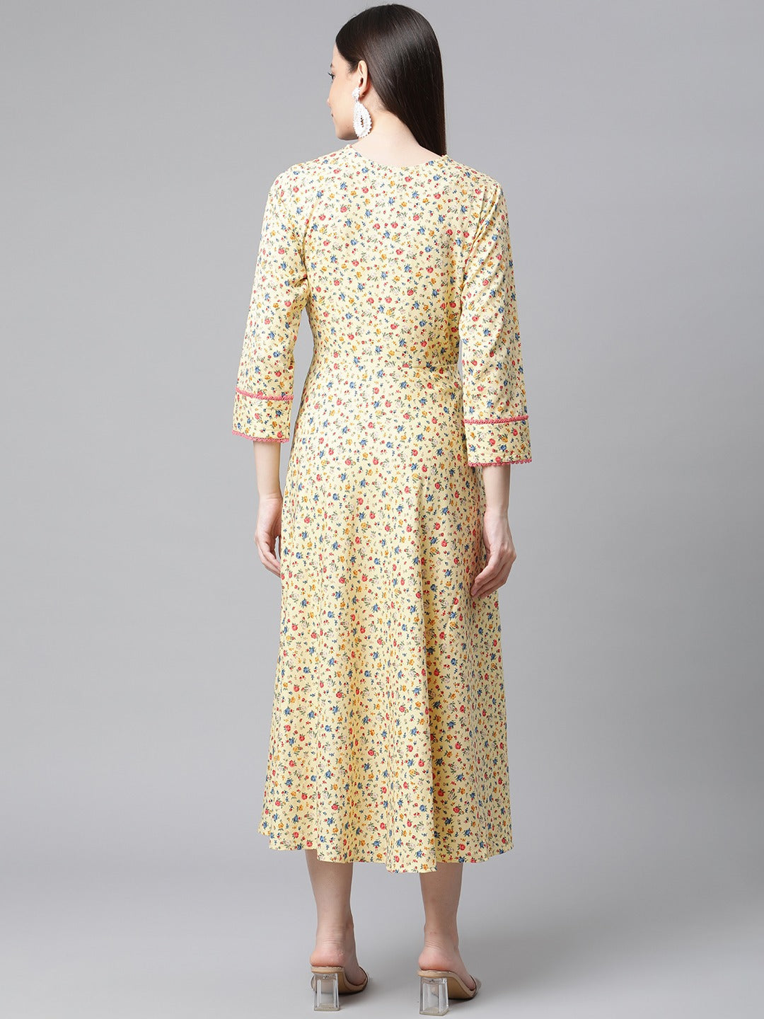 Jompers Women Yellow Floral printed A-Line kurta | Grocsy