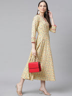 Jompers Women Yellow Floral printed A-Line kurta | Grocsy