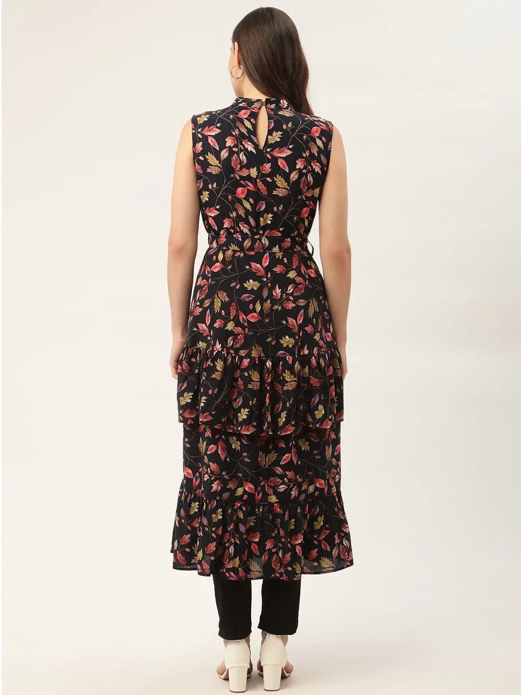 Jompers Women's Navy Blue Flared Printed kurta | Grocsy