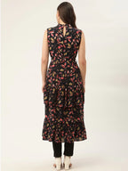 Jompers Women's Navy Blue Flared Printed kurta | Grocsy