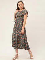 Jompers Women's Grey Flared Printed kurta | Grocsy