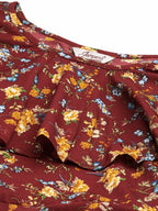 Jompers Women's Maroon Flared Printed kurta | Grocsy